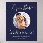 Pet Dog Wedding Open Bar - Aangepast marineblauw Poster (Voorkant)