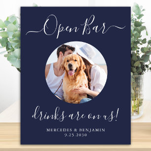 Pet Dog Wedding Open Bar - Aangepast marineblauw Poster