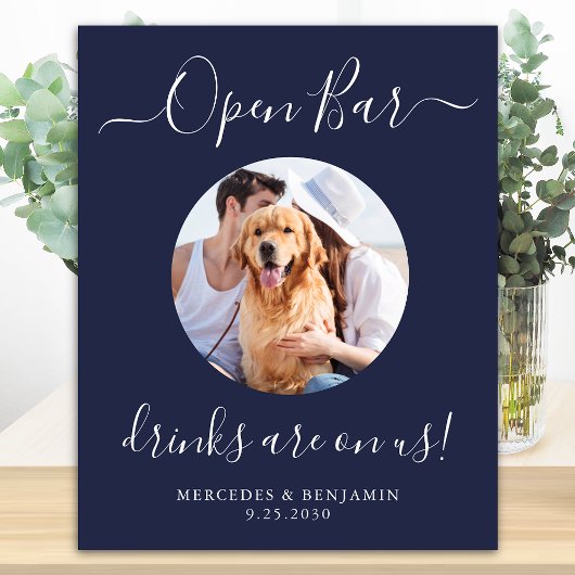 Pet Dog Wedding Open Bar - Aangepast marineblauw Poster