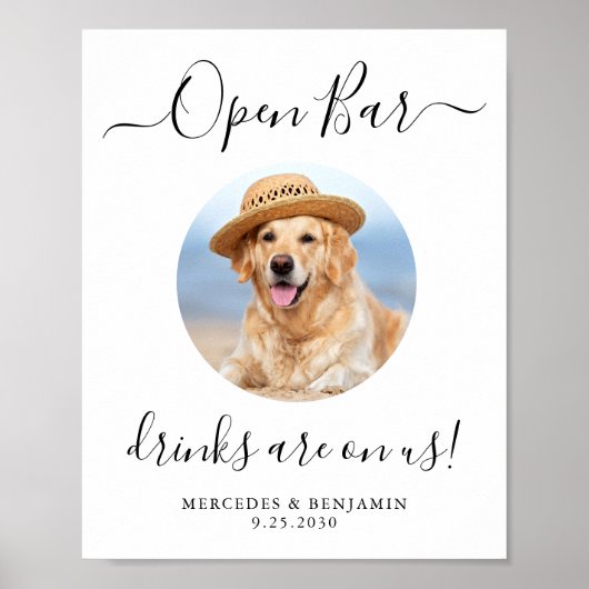 Pet Dog Wedding Open Bar - Aangepaste Drinken op o Poster (Voorkant)