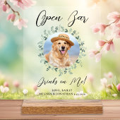 Pet Dog Wedding Open Bar Aangepaste foto-Drinken Acryl Bord