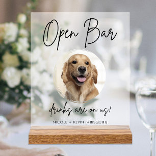 Pet Dog Wedding Open Bar Drinken Cocktail Frosted Acryl Bord