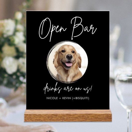 Pet Dog Wedding Open Bar Drinken Cocktail Zwart Acryl Bord