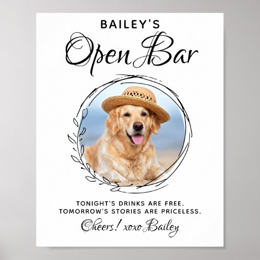 Pet Dog Wedding Open Bar Drinken Poster (Voorkant)