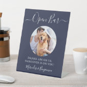 Pet Dog Wedding Open Bar Navy Blue Custom Foto Reclamebord Met Voetstuk (Insitu)