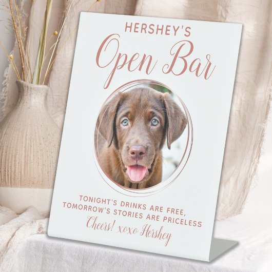 Pet Dog Wedding Open Bar Roos Gold Drinken Reclamebord Met Voetstuk