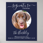 Pet Dog Wedding Signature Cocktail Navy Blue Poster (Voorkant)