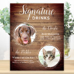 Pet Dog Wedding Signature Drink Aangepaste fotobal Poster<br><div class="desc">Signature Cocktails van je huisdieren! Neem je beste hond, beste kat en elk huisdier mee op je bruiloft met zijn eigen drink bar voor je gasten. Perfect voor hondenliefhebbers, en een speciale hondenbar zal een hit zijn op je bruiloft. Eenvoudig, maar elegant wit met zwarte schetsen eucalyptusbladeren op hout uit...</div>