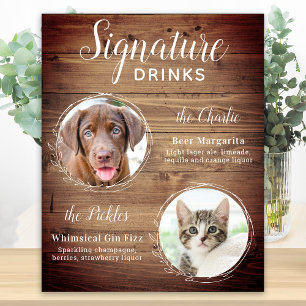 Pet Dog Wedding Signature Drink Aangepaste fotobal Poster