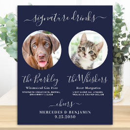 Pet Dog Wedding Signature Drink Foto Navy Blue Poster