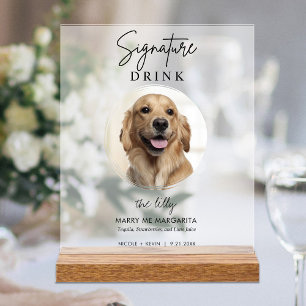 Pet Dog Wedding Signature Drinken Cocktail Bar Acryl Bord