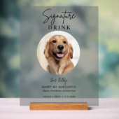 Pet Dog Wedding Signature Drinken Cocktail Bar Acryl Bord (Neutraal)