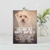 PET DOG'S PARTIJ PHOTO INVITE KAART (Staand voorkant)