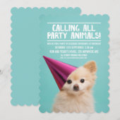 PET DOG'S PUPPY PARTY FOTO UITNODIGEN KAART (Voorkant / Achterkant)