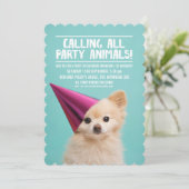 PET DOG'S PUPPY PARTY FOTO UITNODIGEN KAART (Staand voorkant)