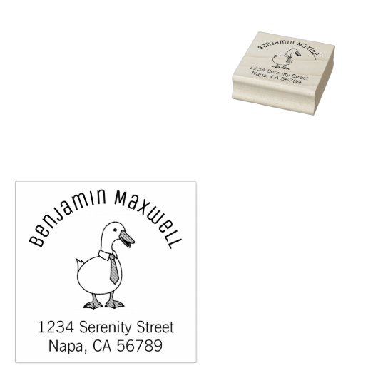 Pet Duck Goose Necktie Arch Address Rubberstempel (Gestempeld)