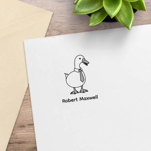 Pet Duck Goose Necktie Custom Name 1x1 Rubberstempel