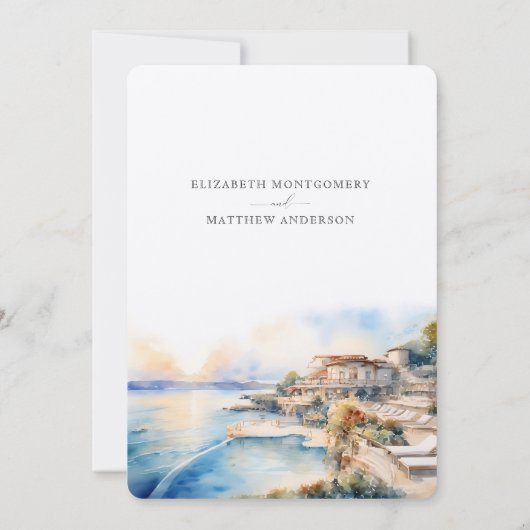 PET-EDEN-ROC Franse Riviera bruiloft Kaart (Achterkant)