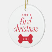 Pet | Eerste kerstfoto van de hond Keramisch Ornament (Links)