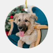 Pet | Eerste kerstfoto van de hond Keramisch Ornament (Achterkant)