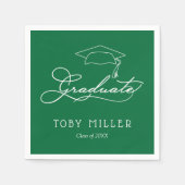 Pet Elegant Script Afstudeerder | Groen Afstuderen Servet (Voorkant)