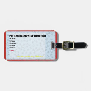 Pet Emergency Information Kaart v2 Bagagelabel