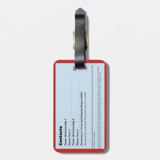 Pet Emergency Information Kaart v2 Bagagelabel (Achterkant verticaal)