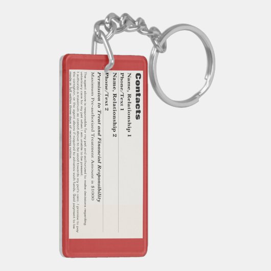 Pet Emergency Information Kaart v3 Sleutelhanger (Achterkant Links)