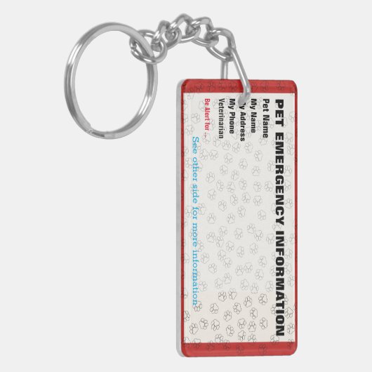 Pet Emergency Information Kaart v3 Sleutelhanger (Voorkant Links)