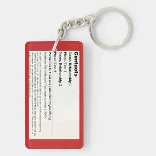 Pet Emergency Information Kaart v3 Sleutelhanger (achterkant)