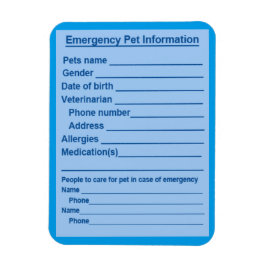 Pet Emergency Information Magnet Magneet