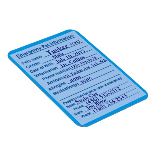 Pet Emergency Information Magnet Magneet (Rechterzijde)
