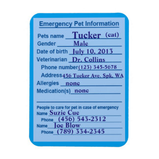 Pet Emergency Information Magnet Magneet