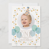 Pet en ballonnen blauw foto 1 september kaart (Voorkant)