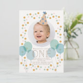 Pet en ballonnen blauw foto 1 september kaart (Staand voorkant)