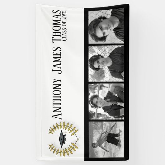 Pet en bladeren Afstudeerder Banner 3' x 5' (Verticaal)