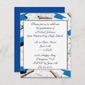 Pet en Diploma Border Afstuderen Invitation Informatiekaartje (Voorkant / Achterkant)