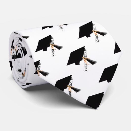 Pet en Diploma Klasse van 2025 Afstuderen Stropdas (Opgerold)