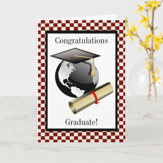 Pet en Diploma Wenskaart Kaart (Gele Bloem)