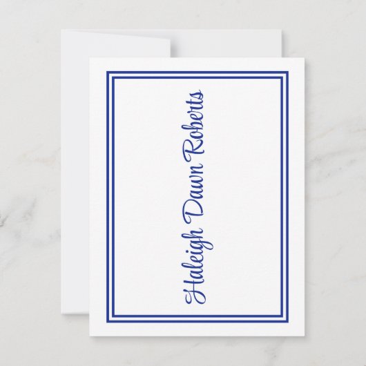 Pet en diplomaat, koninklijk blauw en wit Afstuder Kaart (Achterkant)