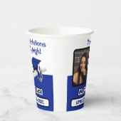 Pet en diplomaat, koninklijk blauw en wit Afstuder Papieren Bekers (Links)