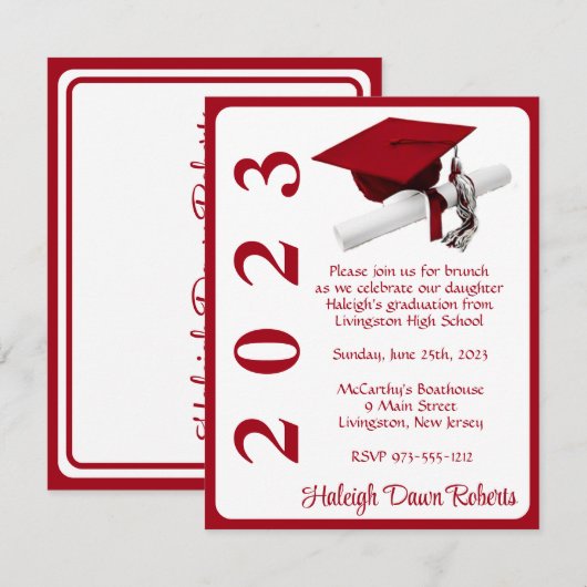 Pet en diplomaat, rood Afstuderen Kaart (Voorkant / Achterkant)