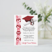 Pet en diplomaat, rood Afstuderen Kaart (Staand voorkant)