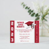 Pet en diplomaat Varsity Red & Grey Afstuderen Kaart (Staand voorkant)
