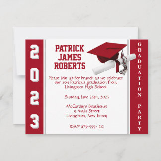 Pet en diplomaat Varsity Red & Grey Afstuderen Kaart