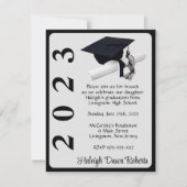 Pet en diplomaat, zwart en zilver Afstuderen Kaart (Voorkant)