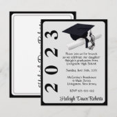 Pet en diplomaat, zwart en zilver Afstuderen Kaart (Voorkant / Achterkant)