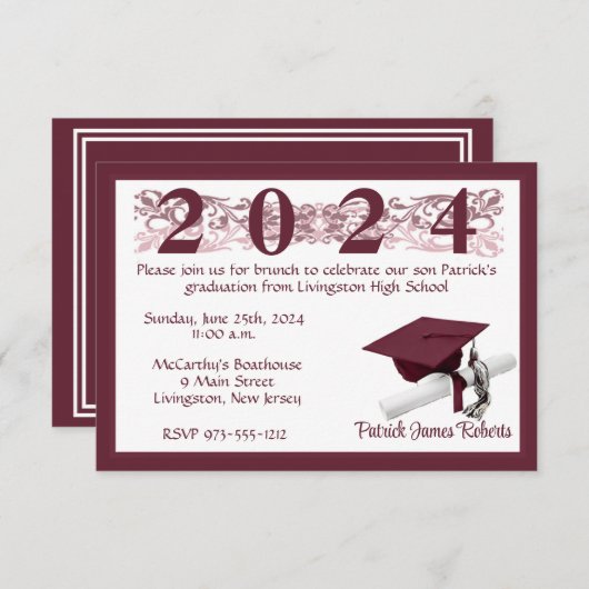 Pet en diplomatie, Afstuderen van White & Maroon Kaart (Voorkant / Achterkant)