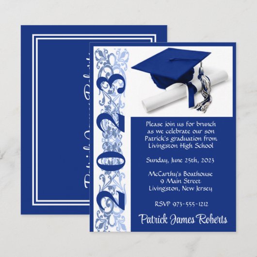 Pet en diplomatie, blauwe achtergrond Afstuderen Kaart (Voorkant / Achterkant)