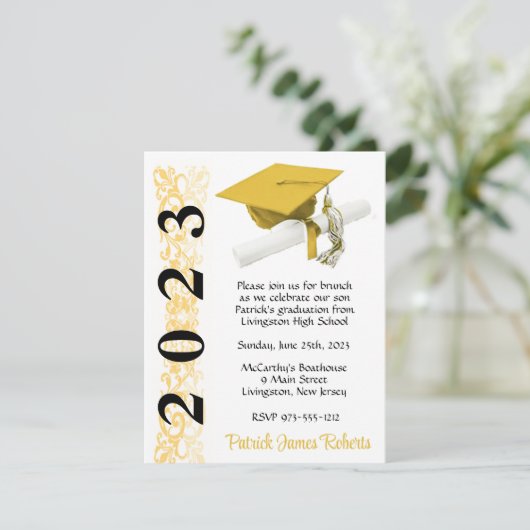 Pet en diplomatie, goud en zwart Afstuderen Kaart (Staand voorkant)